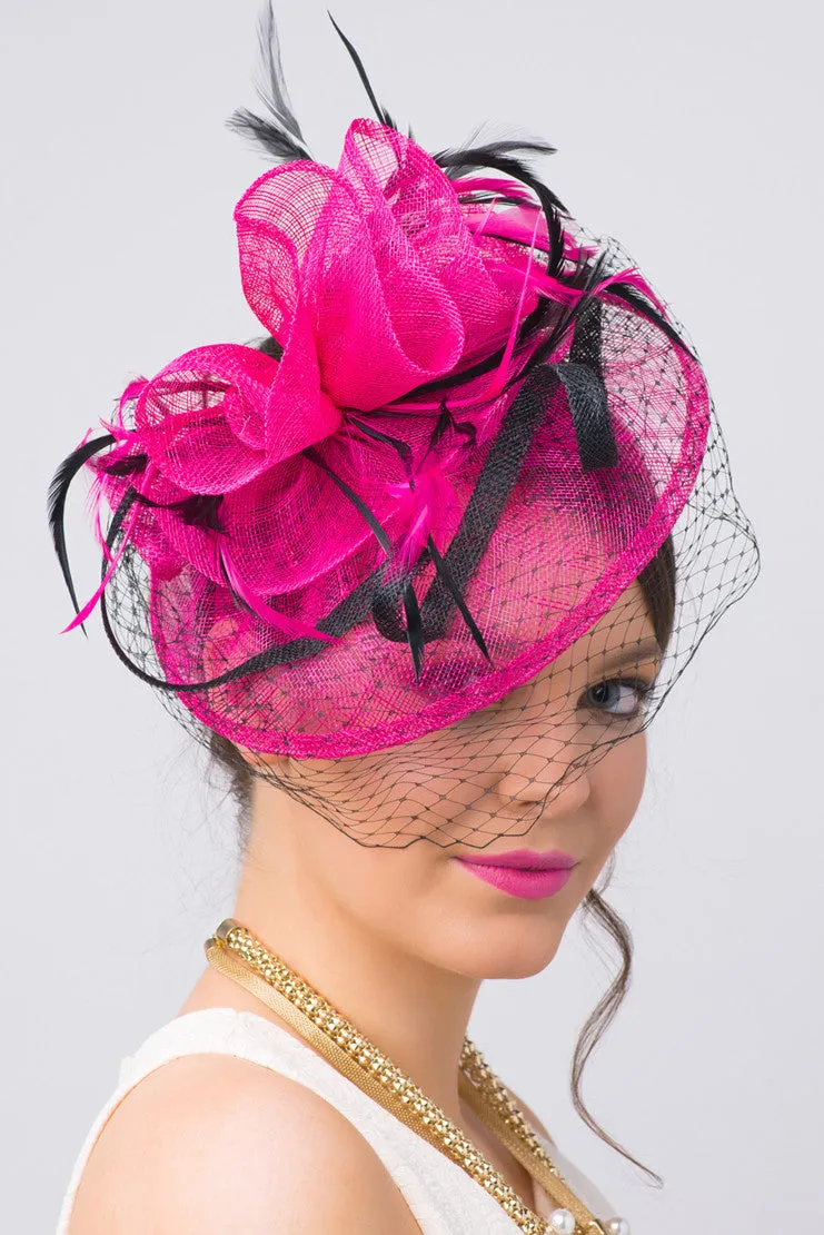 Noor Fascinator - Fuchsia And Black