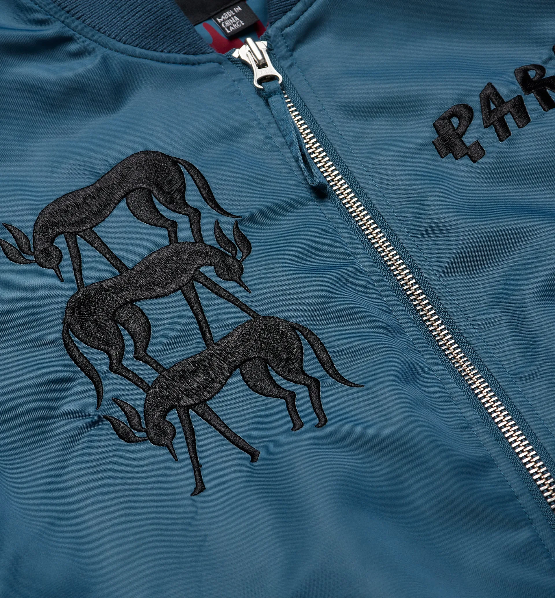 Parra Stacked Pets Varsity Jacket - Teal