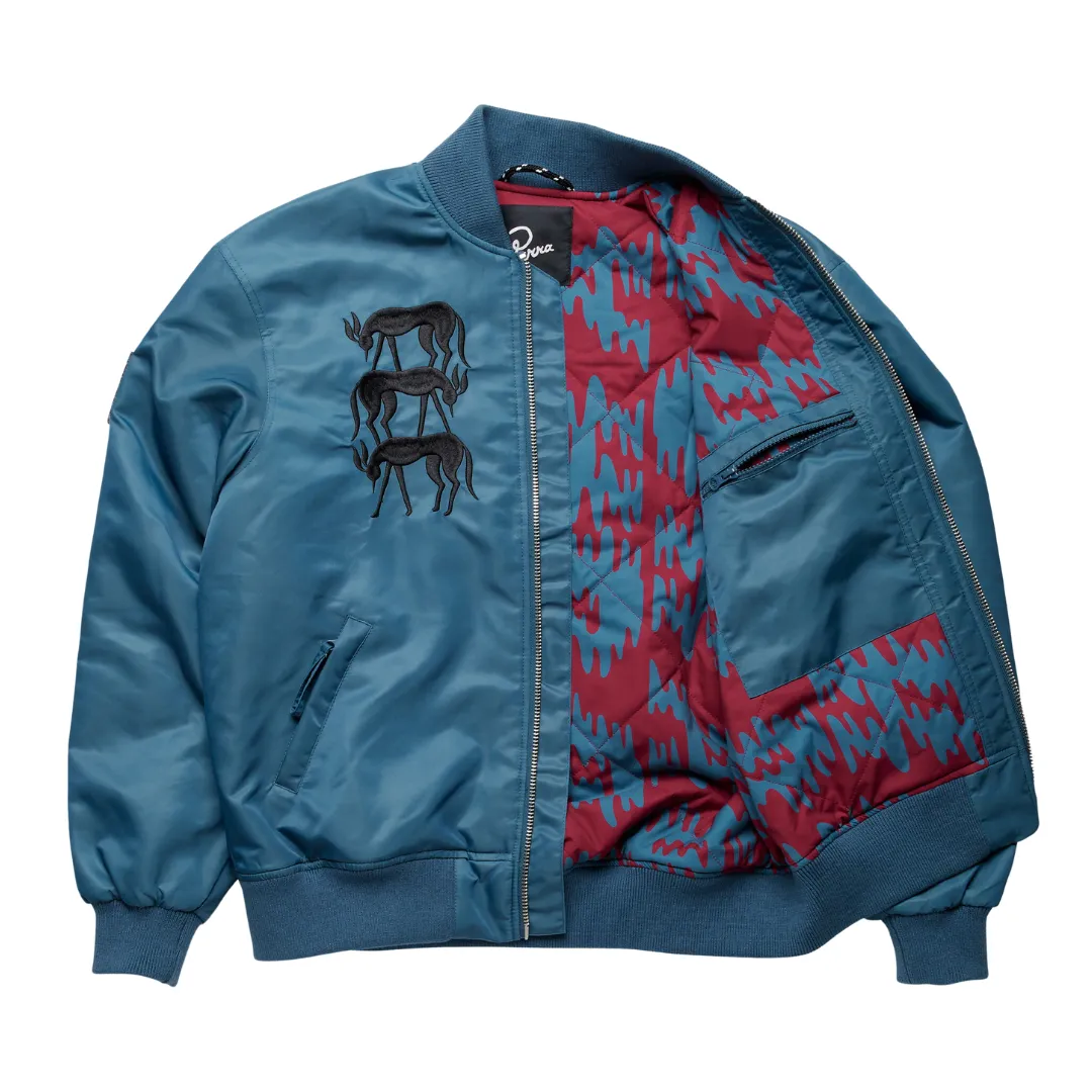 Parra Stacked Pets Varsity Jacket - Teal