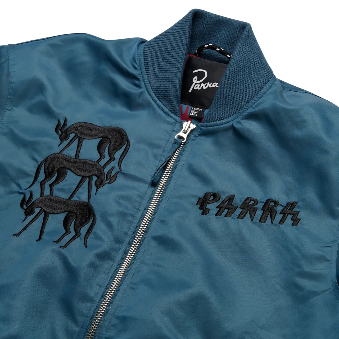 Parra Stacked Pets Varsity Jacket - Teal