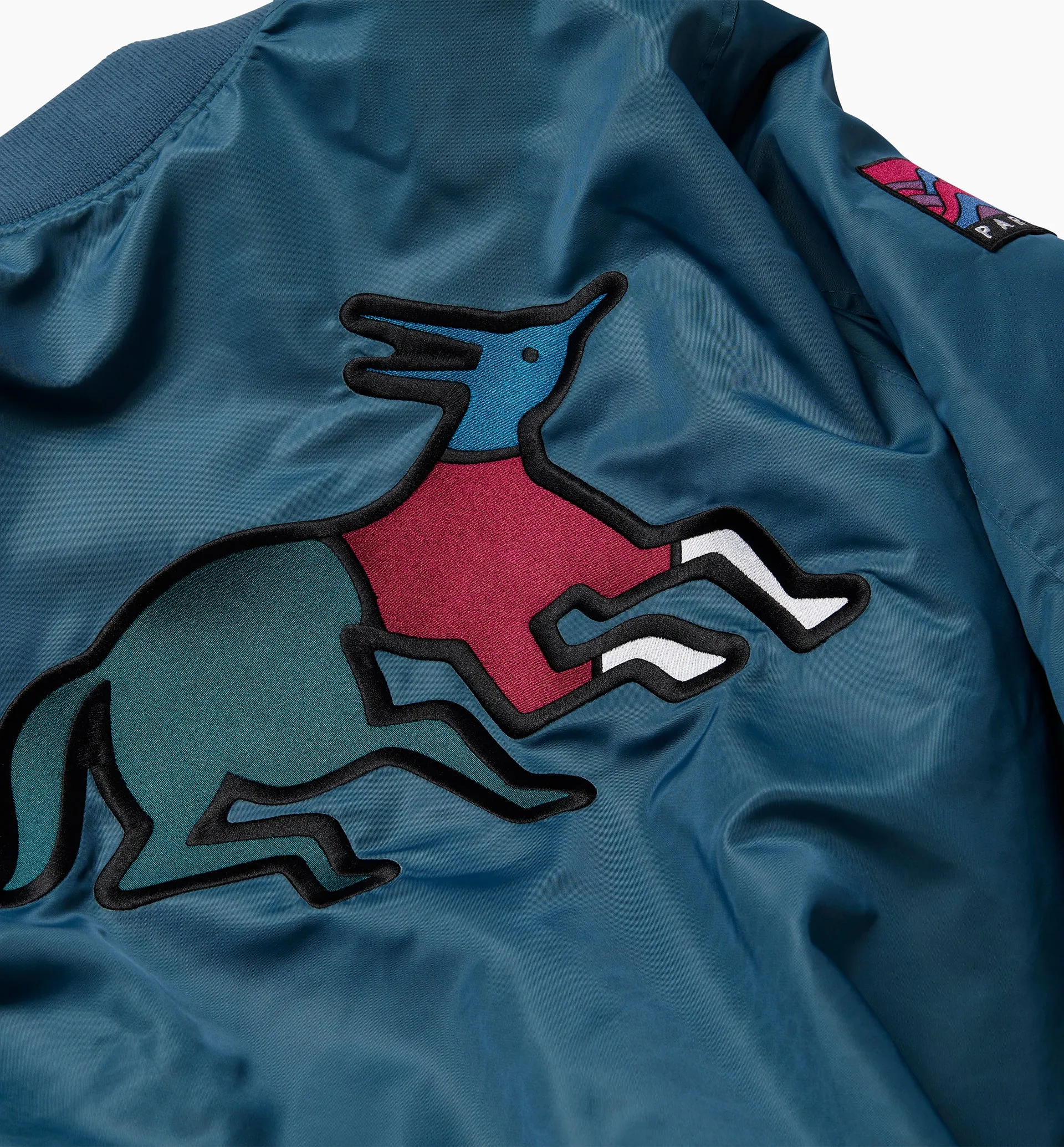 Parra Stacked Pets Varsity Jacket - Teal