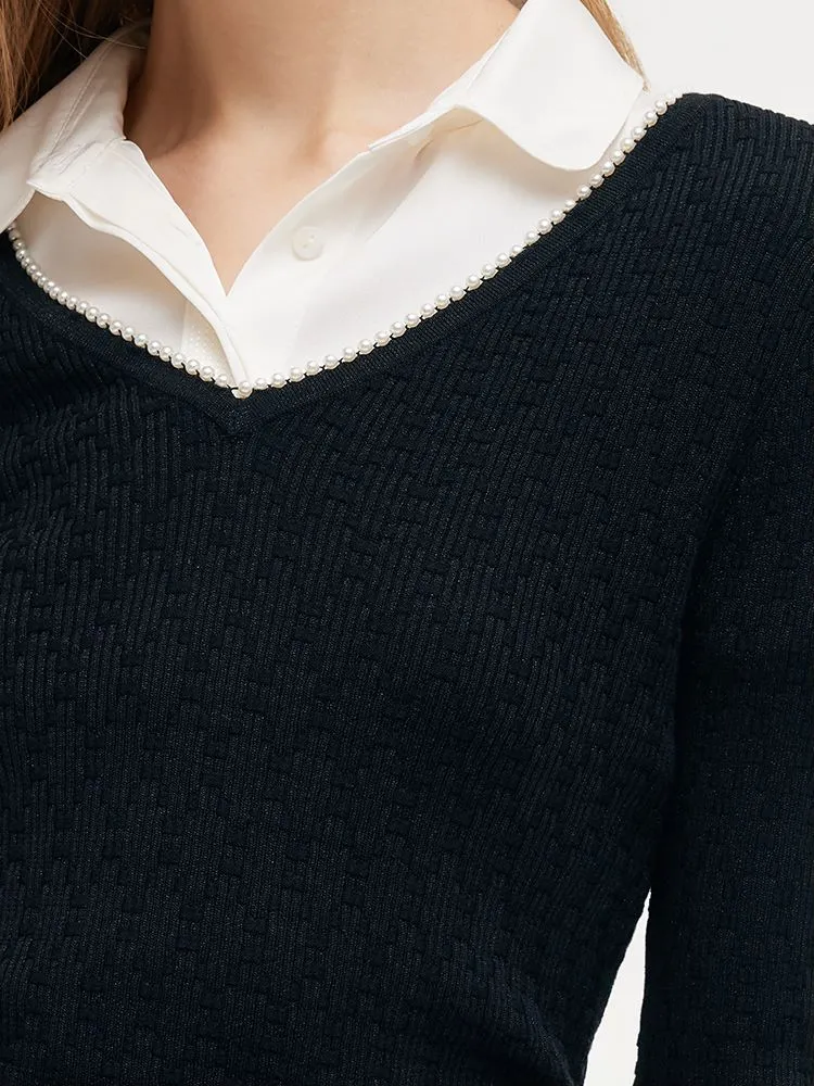 Pearl Round Neck Women Sweater