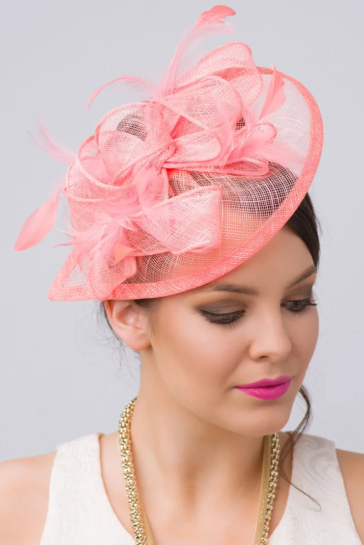 Penny Fascinator - Coral