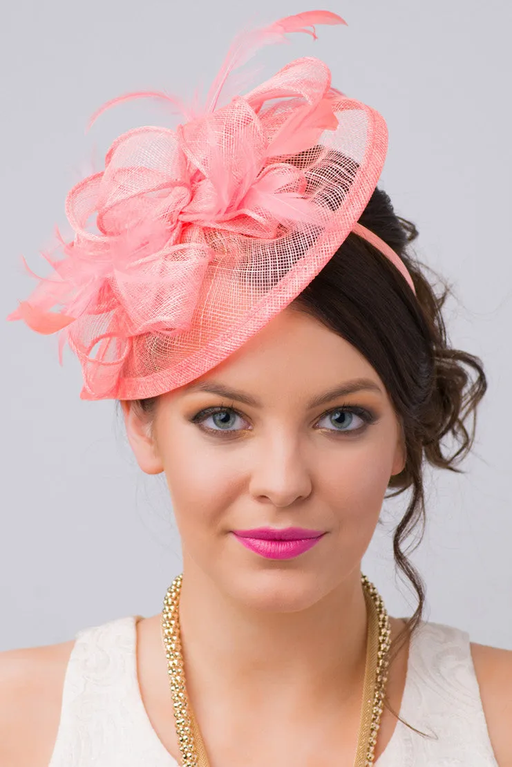 Penny Fascinator - Coral