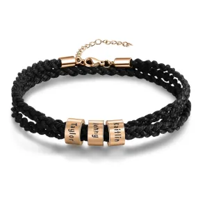 Personalized 3 Names Braided Rope Bracelet For Men