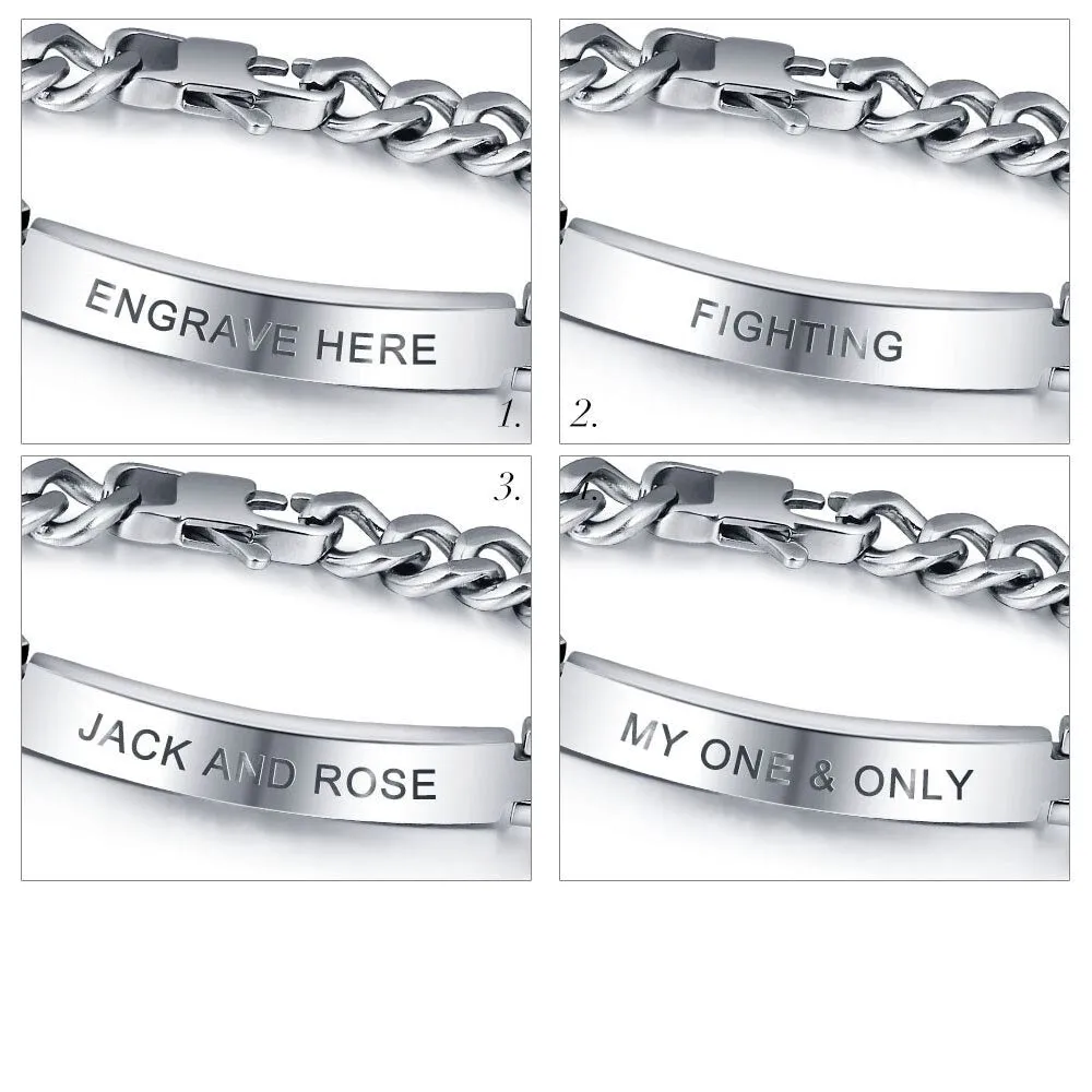 Personalized Engrave Silver Bracelet For Men