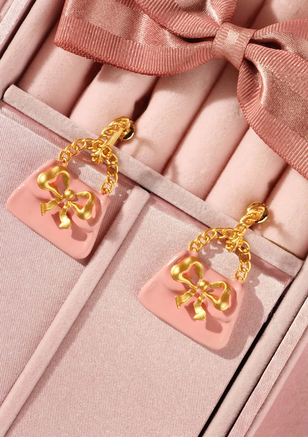 Pink sweet bag Ear Studs