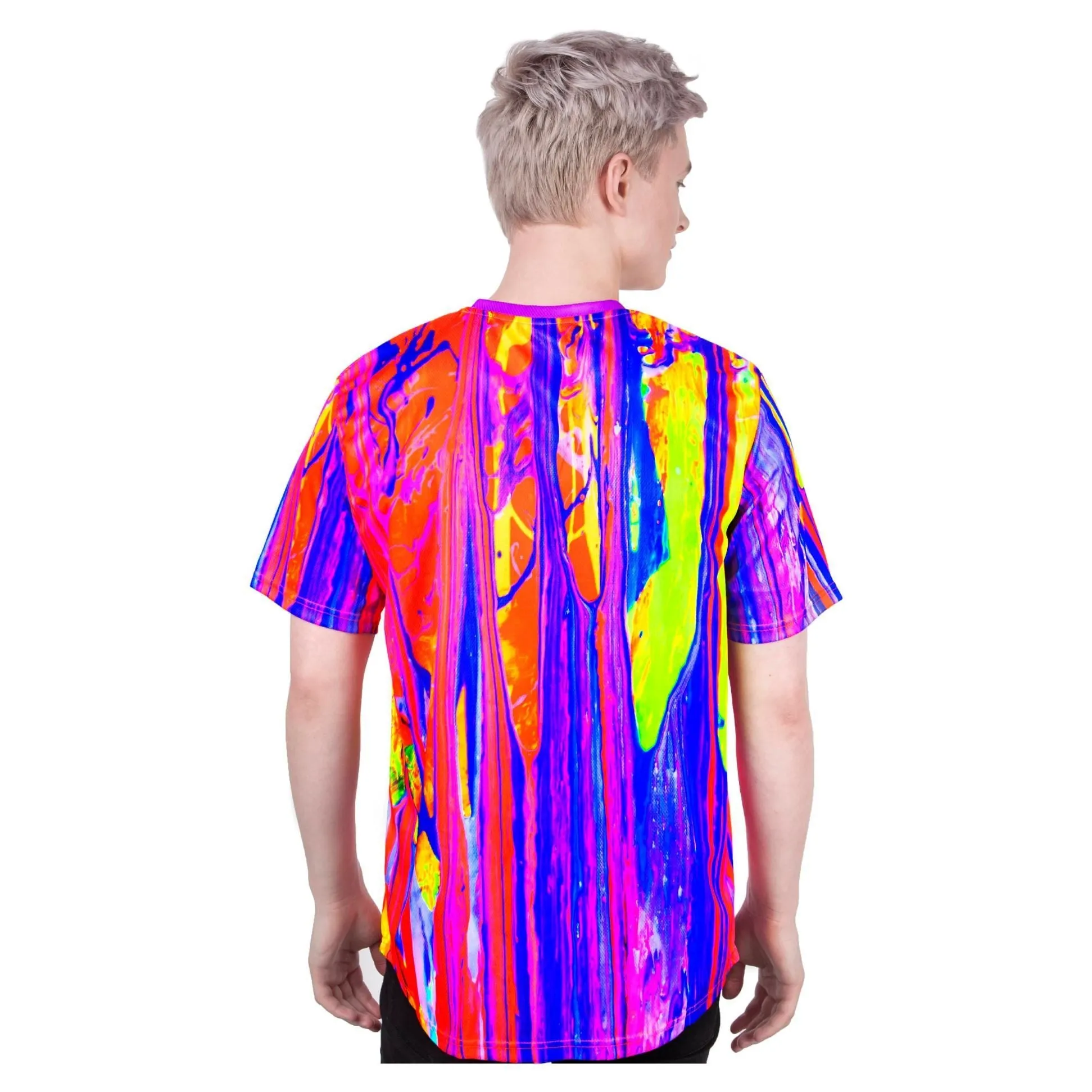 Pink Tee Shirt With Neon Shirt Glow in UV Acid Cream