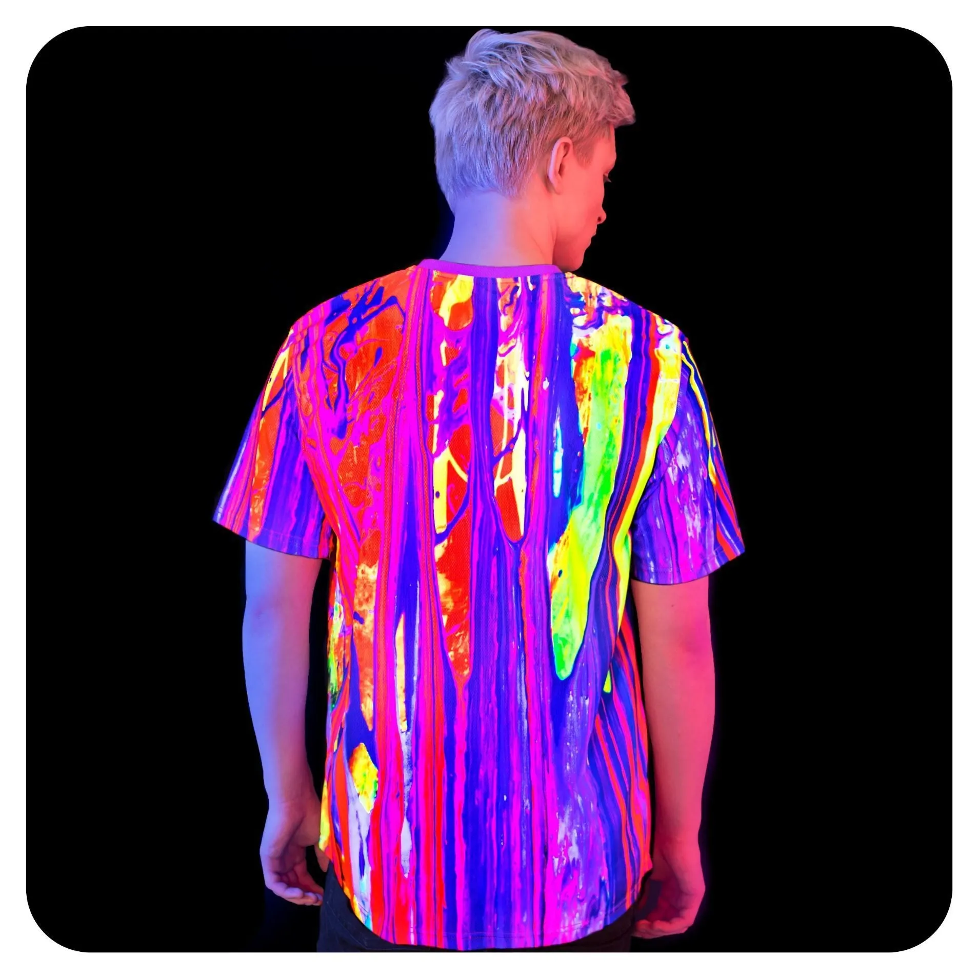 Pink Tee Shirt With Neon Shirt Glow in UV Acid Cream