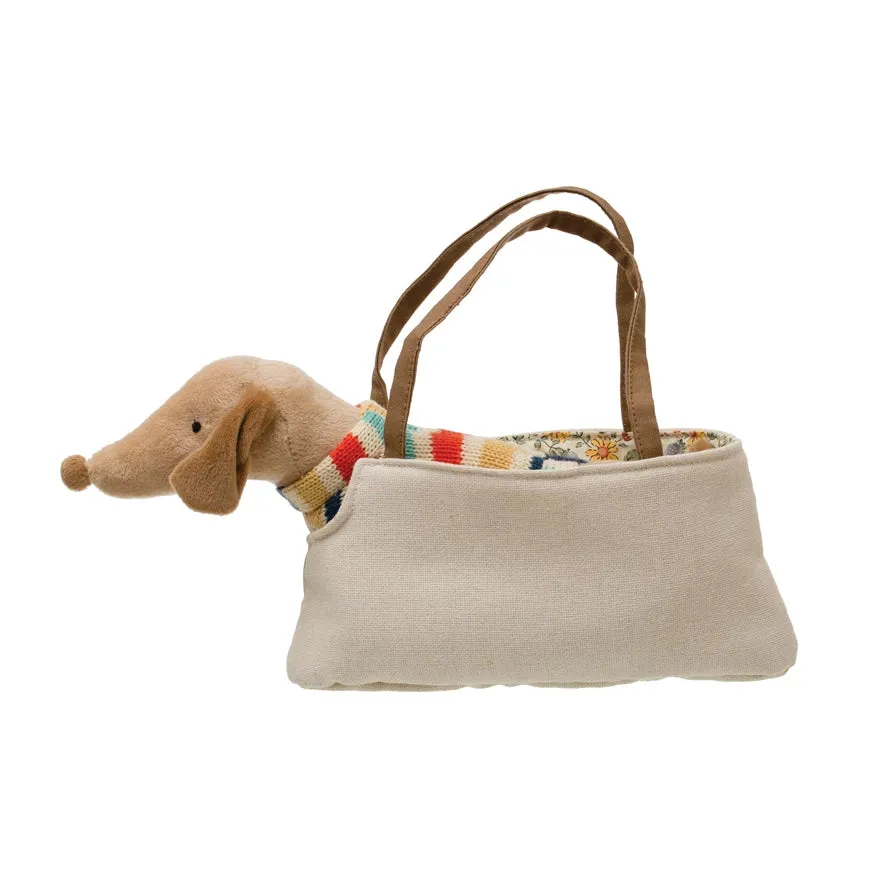 Plush Removable Dachshund in Dog Carrier