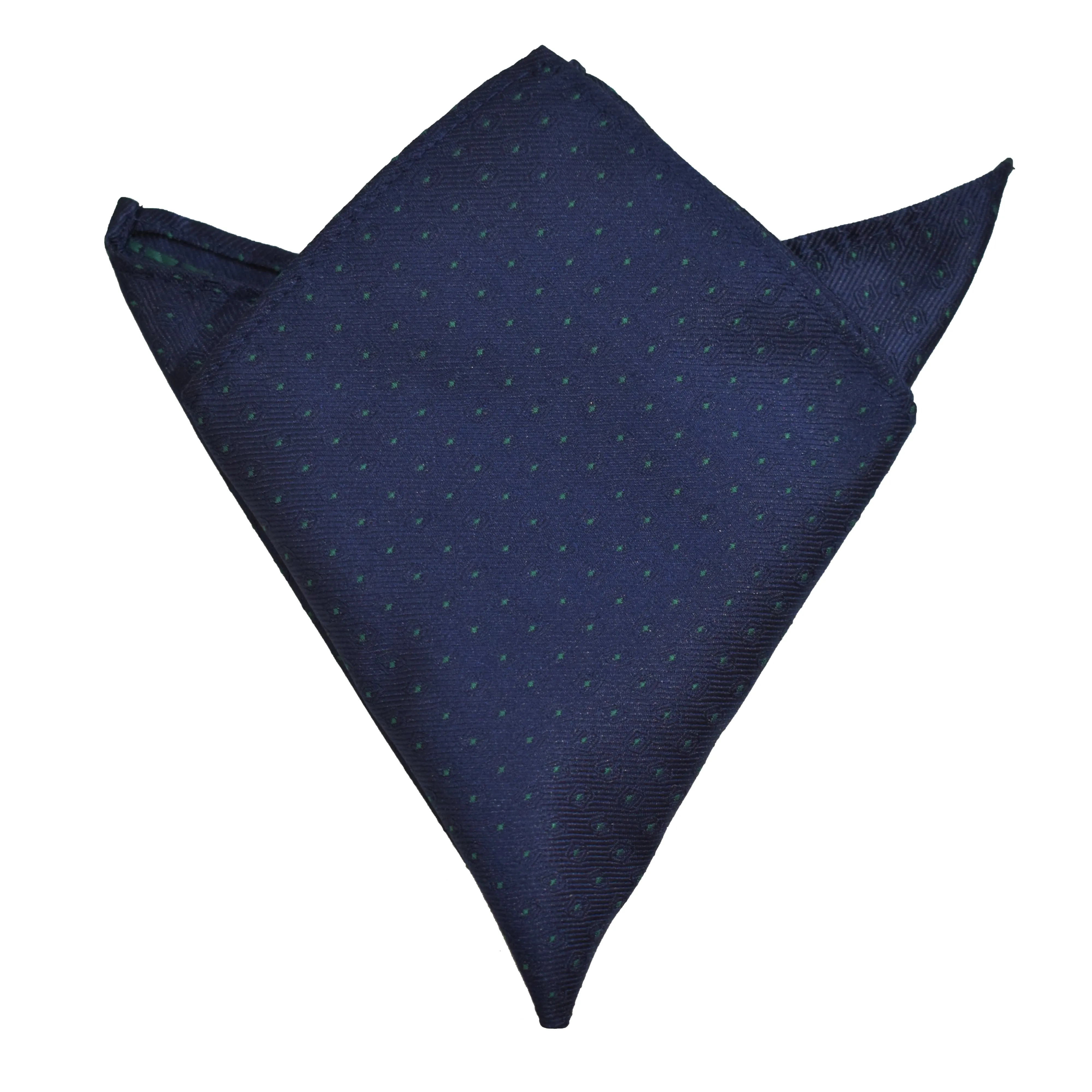 Pocket Square - Navy Green Micro Polkadot