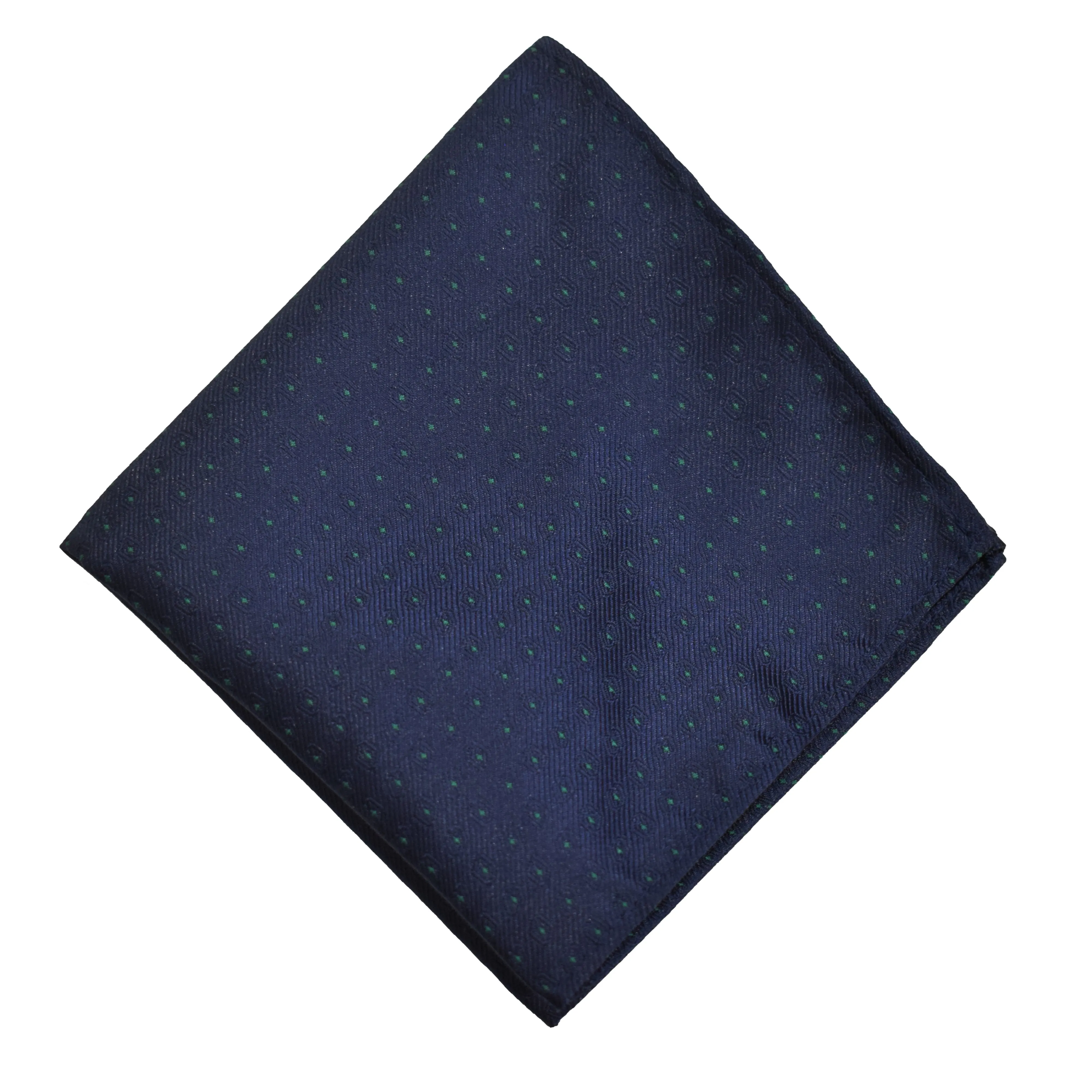 Pocket Square - Navy Green Micro Polkadot