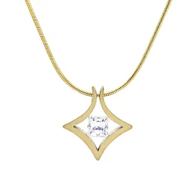 PT124G B.Tiff Natal 1 ct Princess Cut Gold Plated Stainless Steel Pendant Necklace