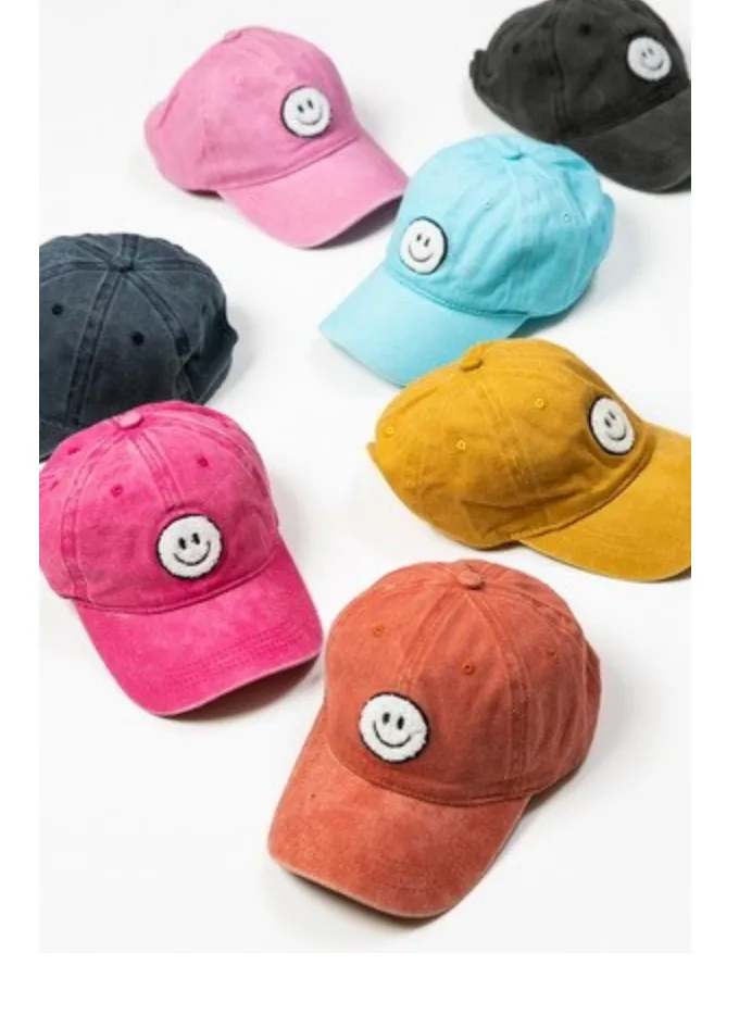 Puffy Happy Face Baseball Cap