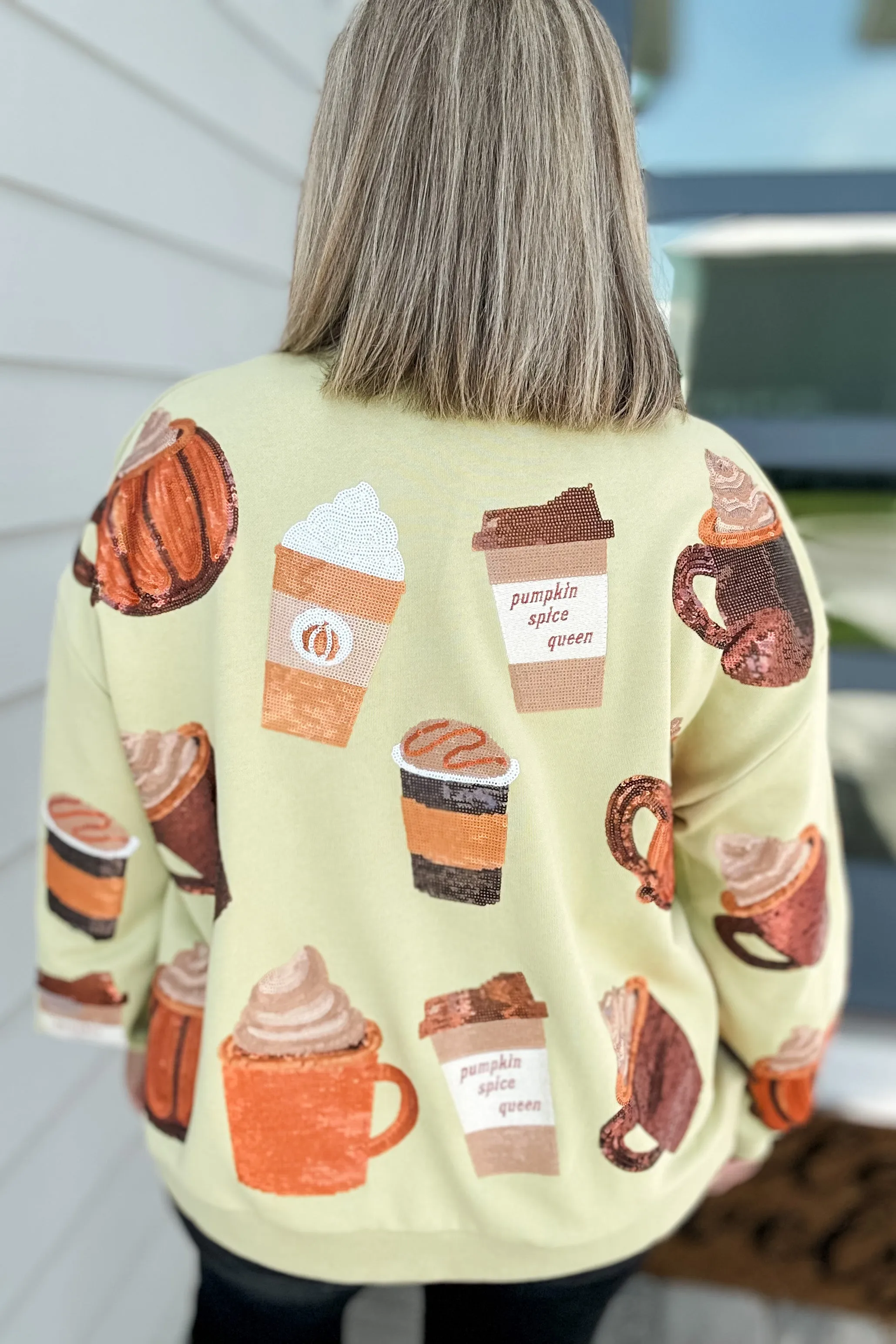 Queen Of Sparkles: Pale Green Pumpkin Spice Queen Sweatshirt