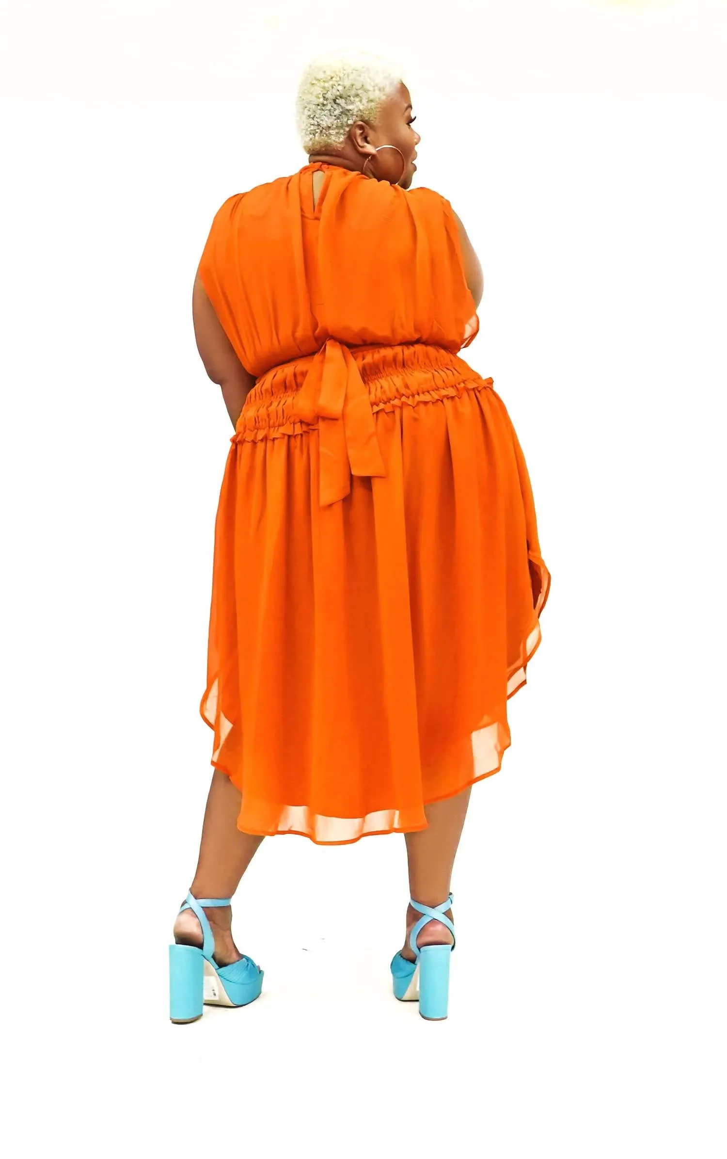 "chasing The Sun" Flutter Dress In Orange