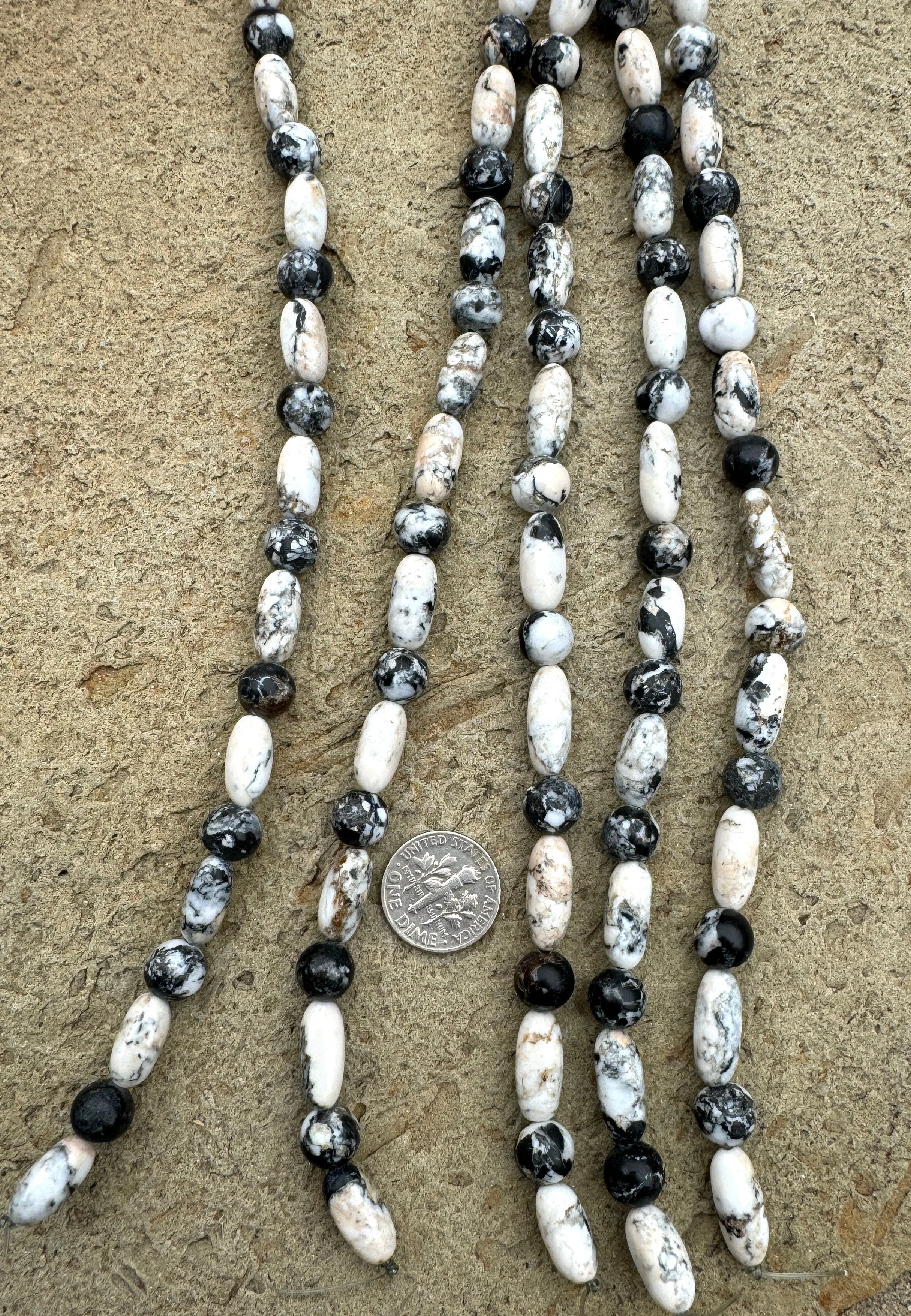 RARE High Quality White Buffalo Mixed Shape Designer Strands, (8 inch Strand)