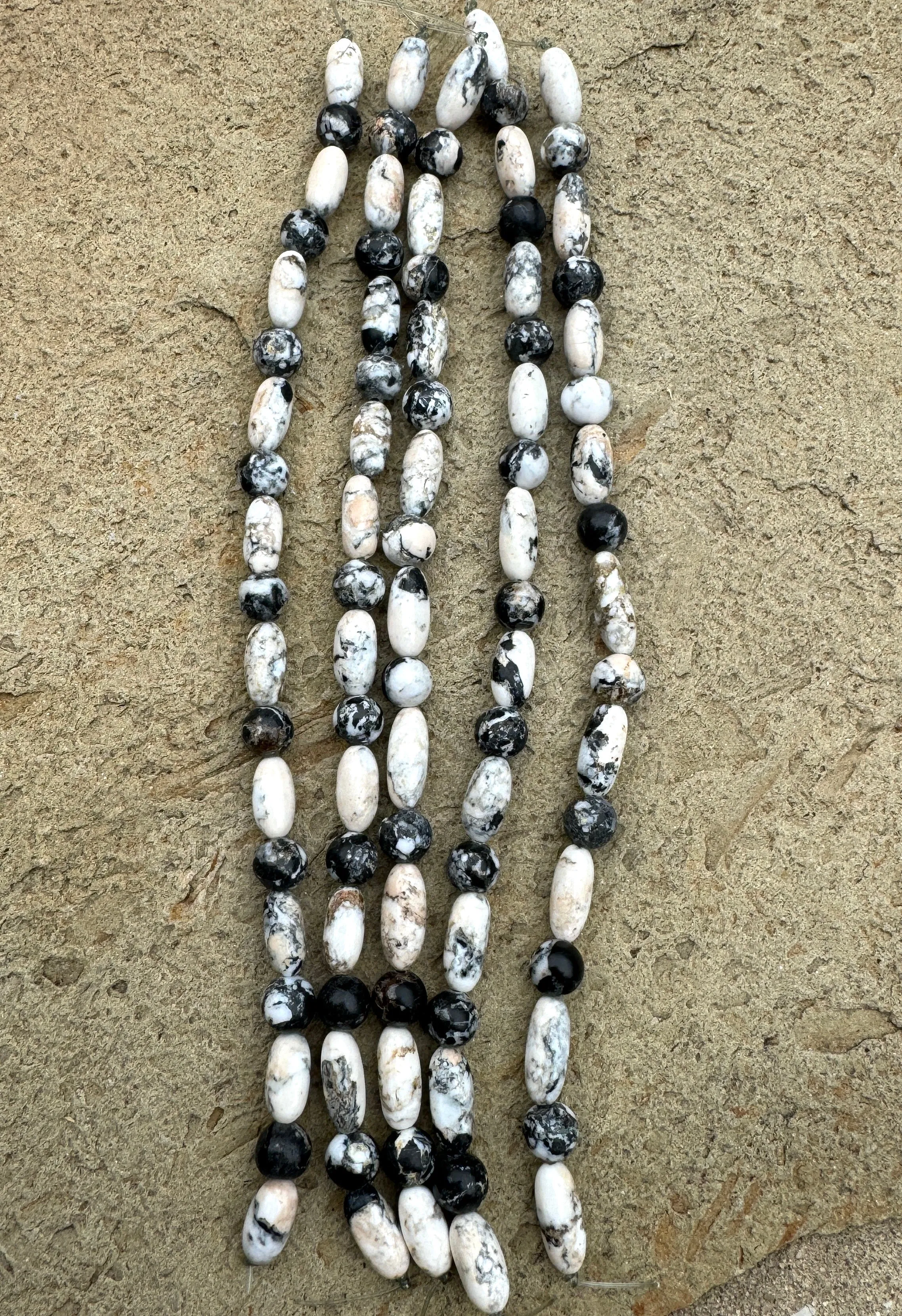 RARE High Quality White Buffalo Mixed Shape Designer Strands, (8 inch Strand)