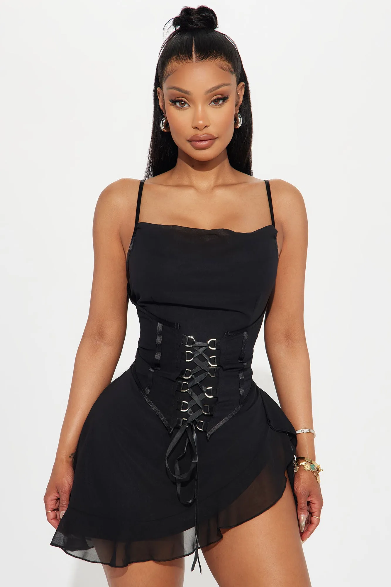 Ravenette Mesh Mini Dress - Black