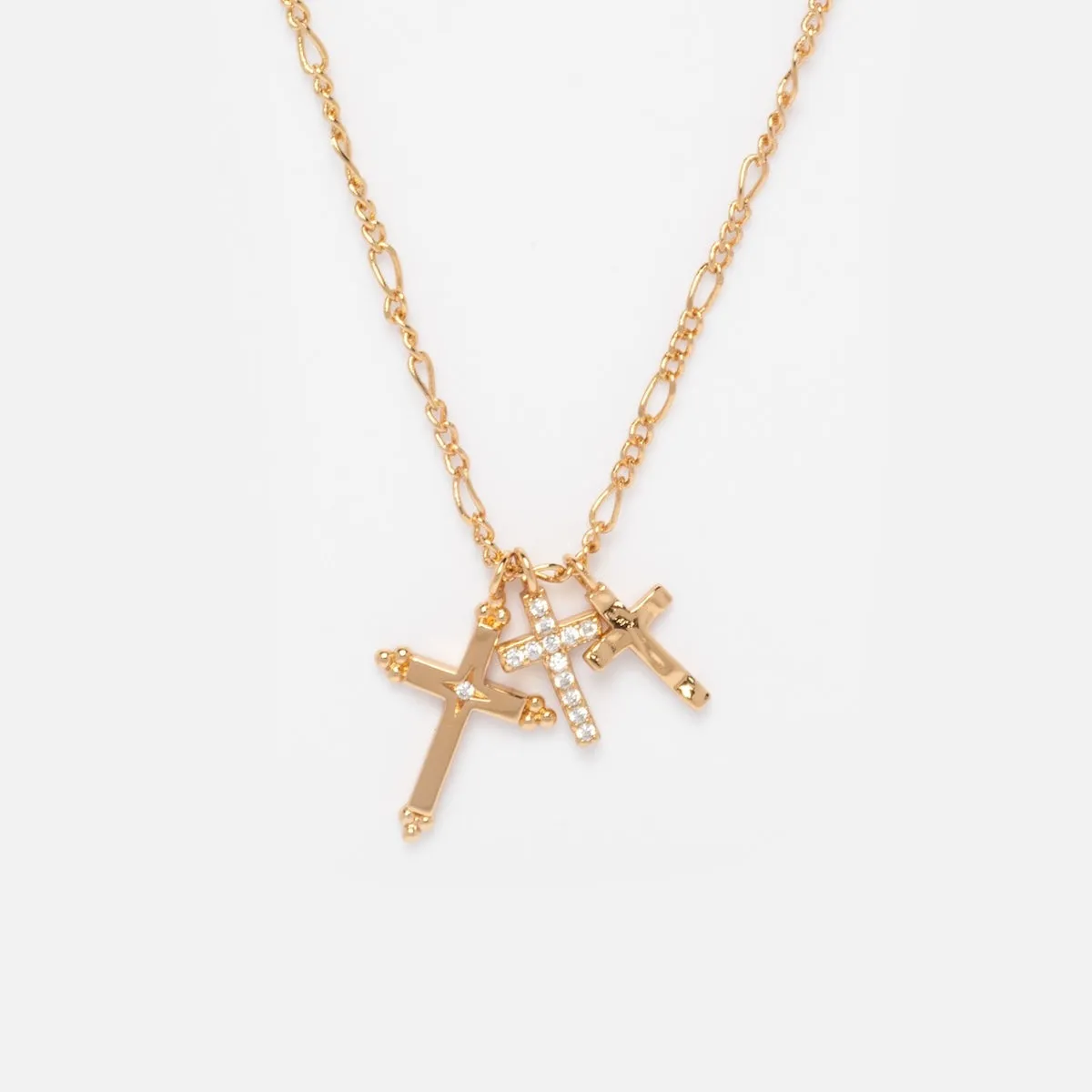 Roman Cross Trio Necklace