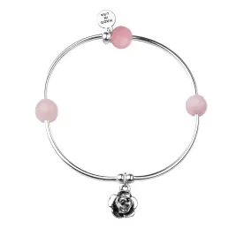 Rose | Soft Bangle Charm Bracelet | Rose Quartz