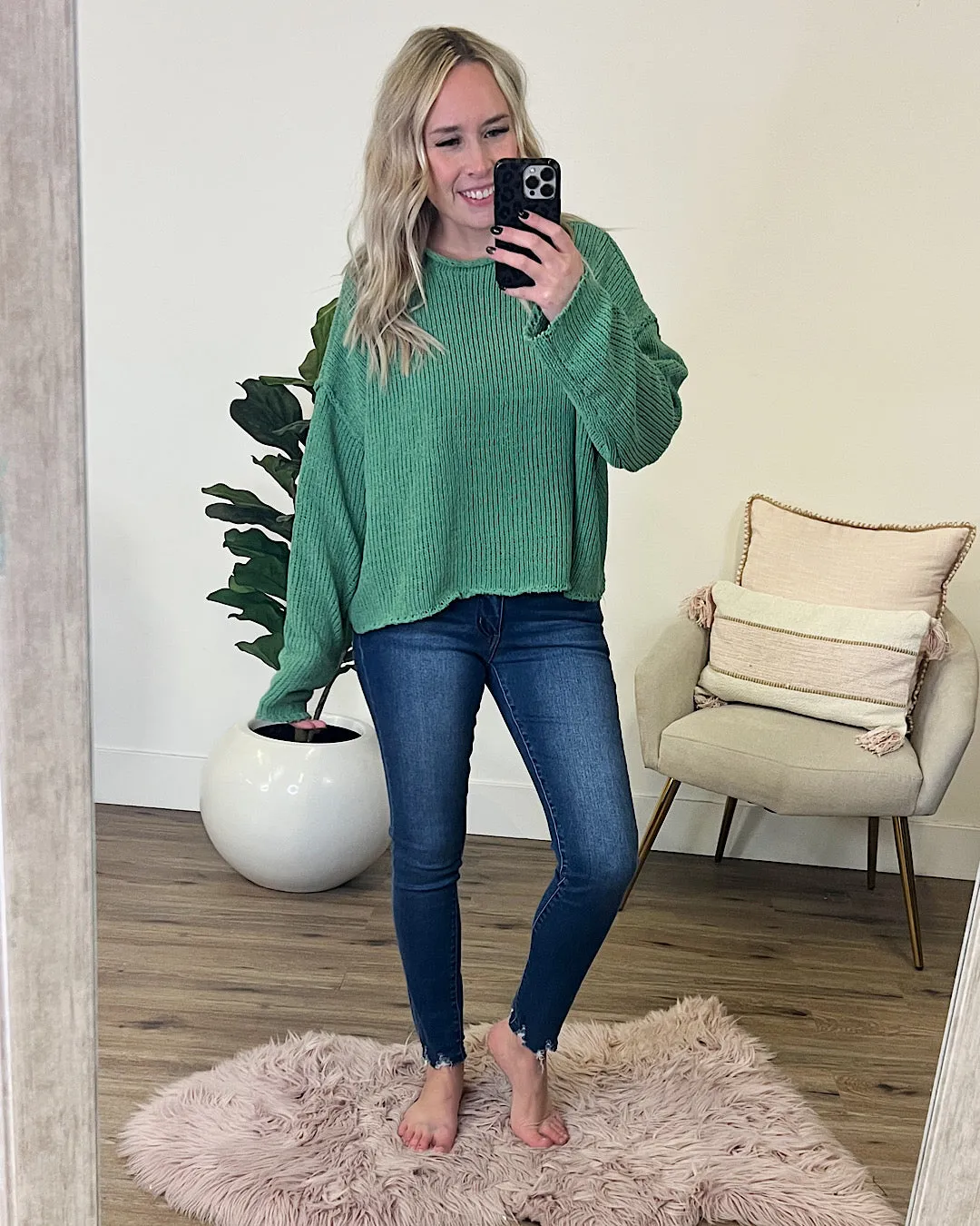 Rowan Green Chenille Sweater FINAL SALE