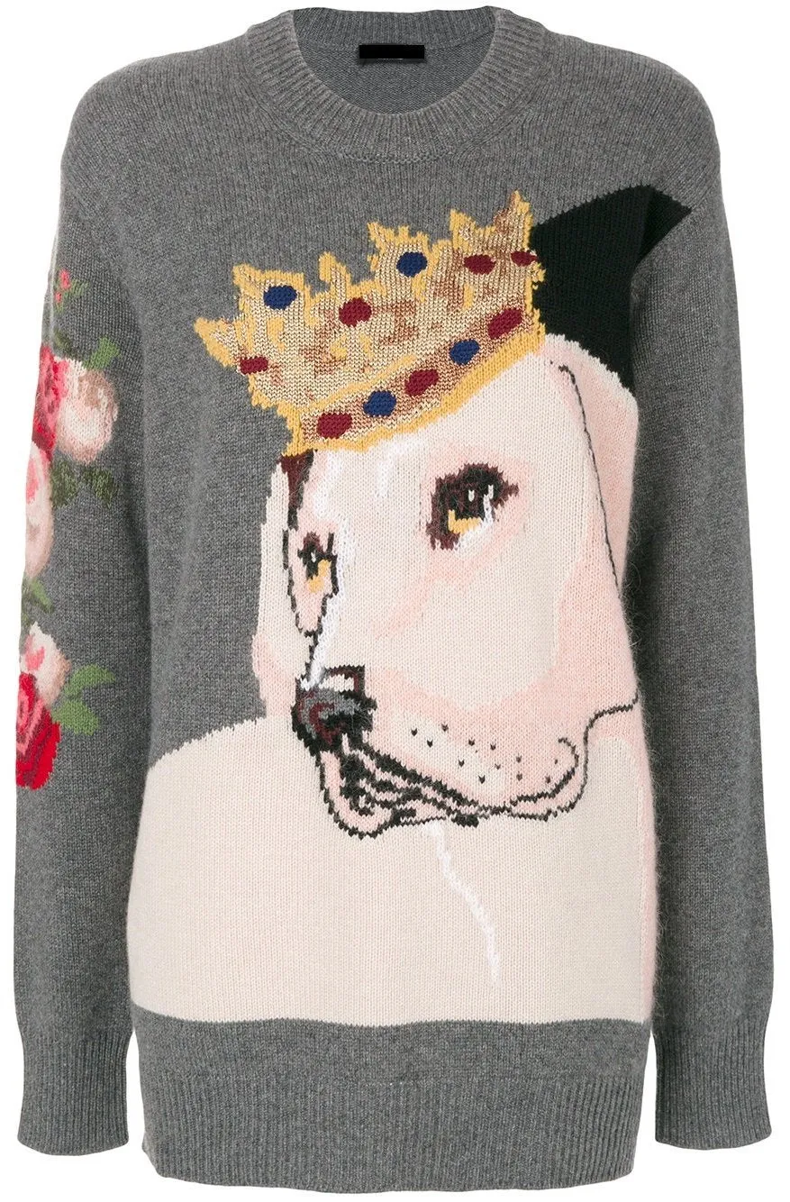 'Royalty' Dog Intarsia Knit Sweater