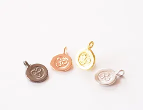 Spiritual Yoga Wholesale Ohm Om Symbol Disc Charm | 18K Gold Plated Brass Meditation Symbol Yoga Buddhist Dangle Pendant HarperCrown B291