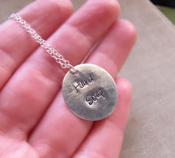 Sterling Silver Engraved Disc Necklace