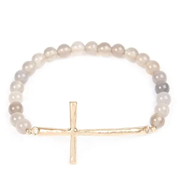 Stone Beaded Cross Charm Bracelets