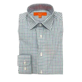 Tallia Boys White/Green Plaid Dress Shirt KZ0032