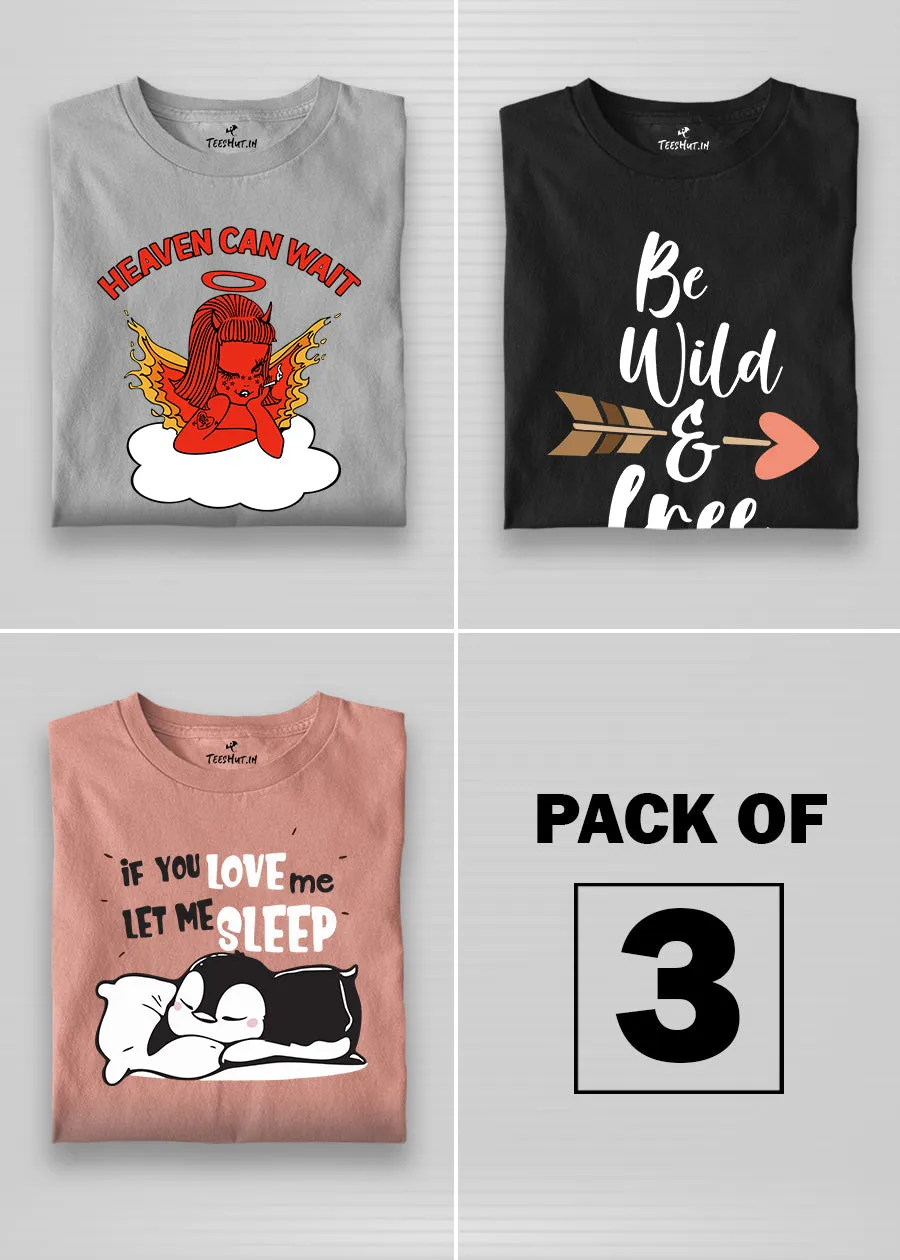 Women Graphic Half Sleeve T-Shirt Combo - Pack of 3