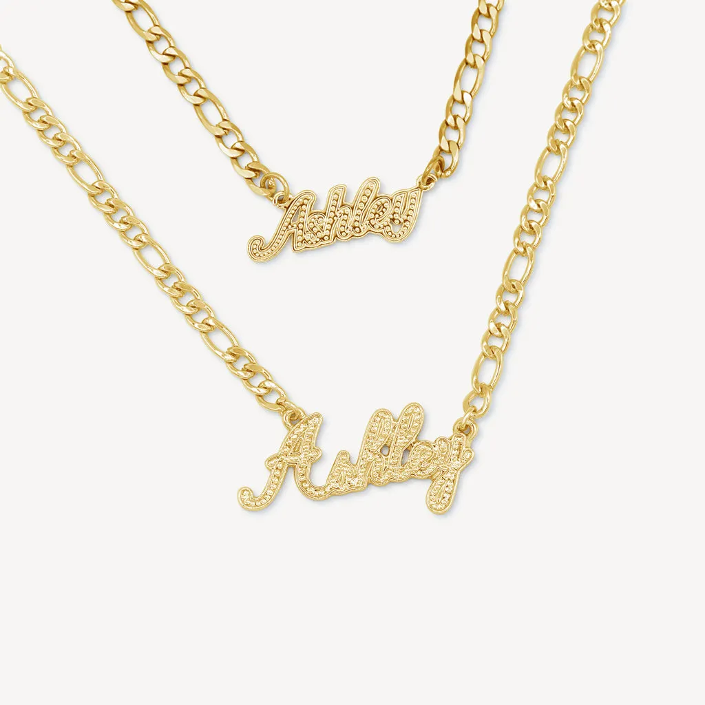 Womens Custom Script Diamond Cut Gold Name Necklace