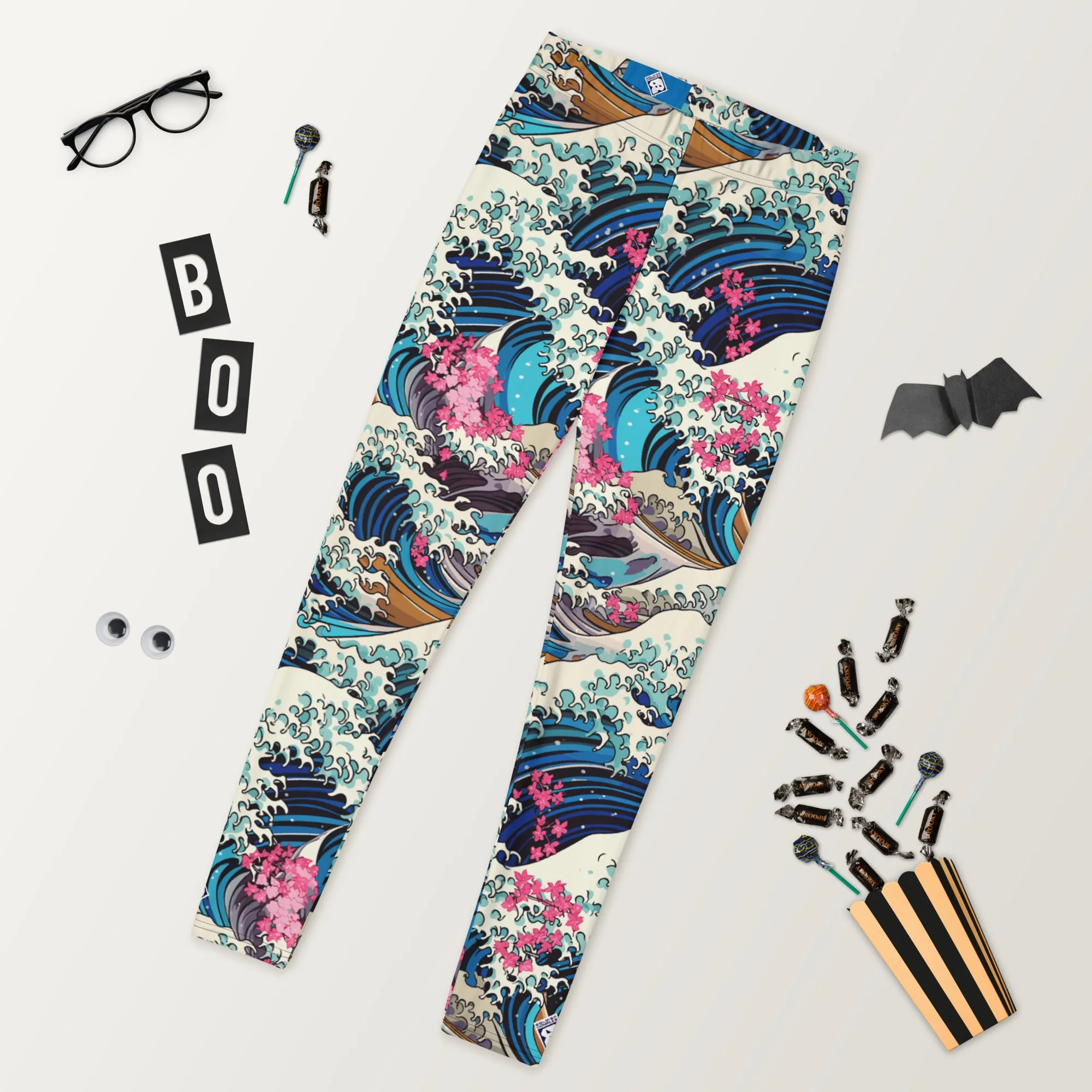 Women's Yoga Pants Workout Leggings - The Great Wave Off Kanagawa 001