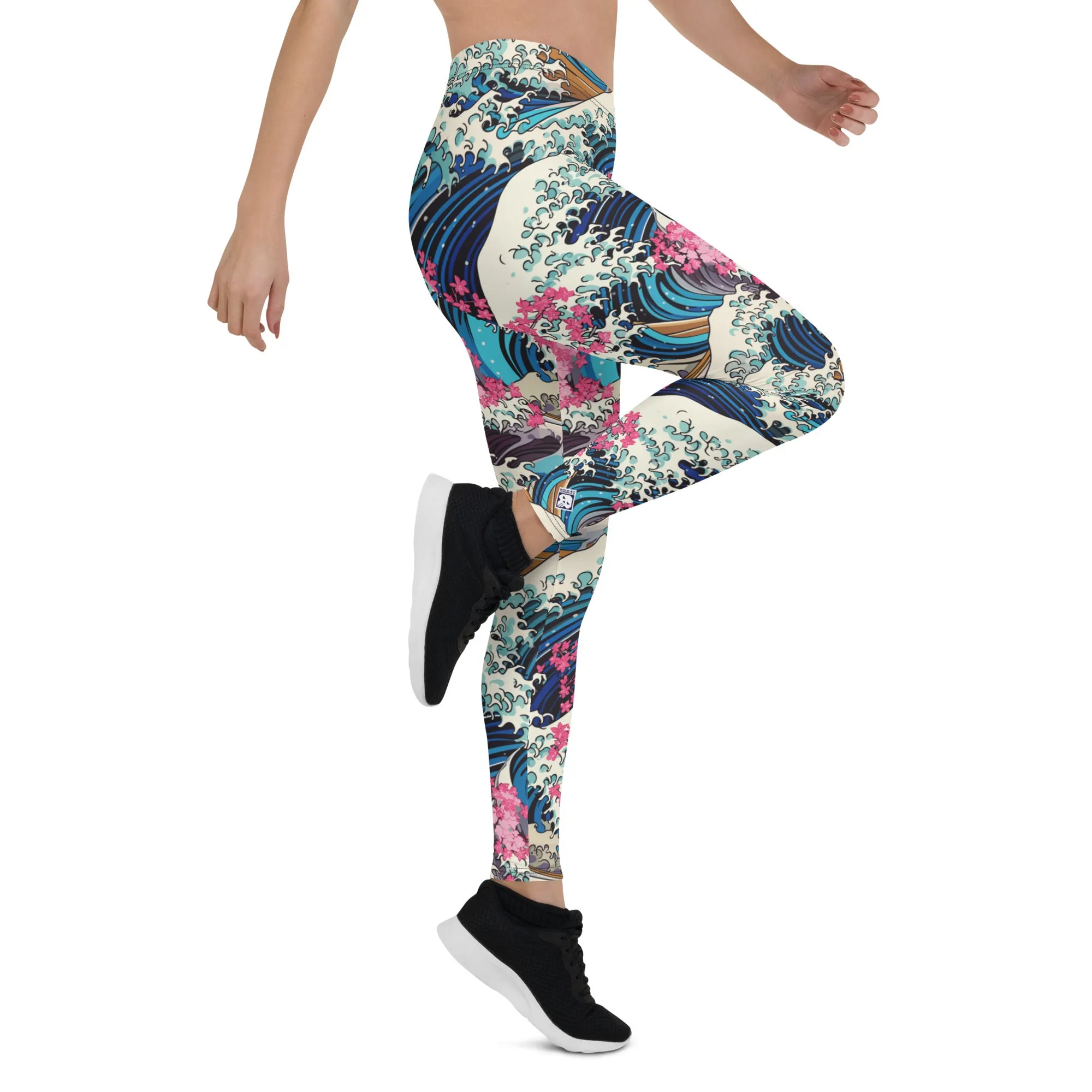 Women's Yoga Pants Workout Leggings - The Great Wave Off Kanagawa 001