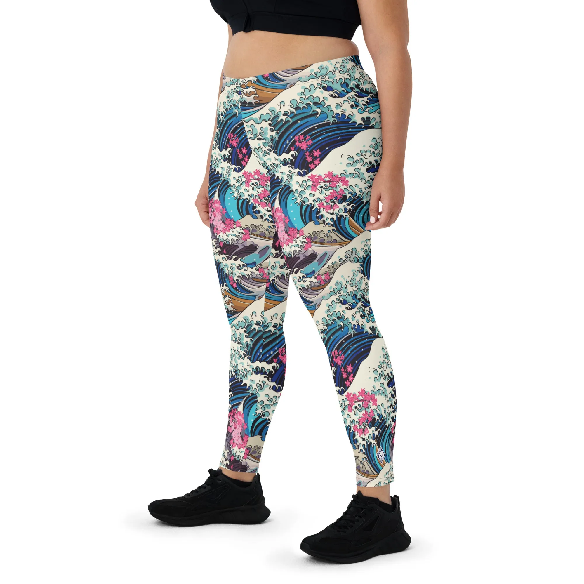 Women's Yoga Pants Workout Leggings - The Great Wave Off Kanagawa 001