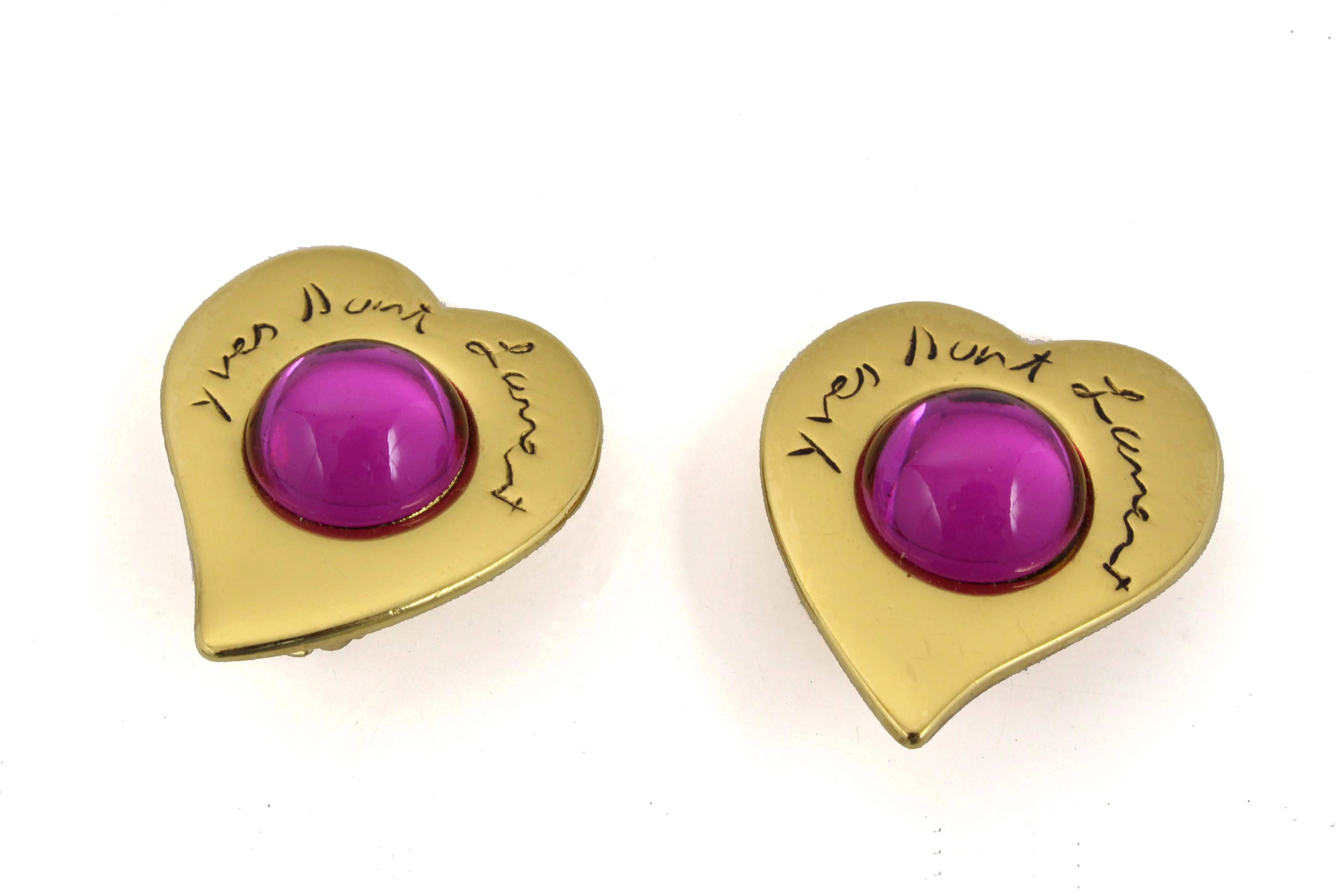 YVES SAINT LAURENT heart cabochons earrings